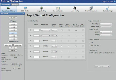 Extron IN1606 6-Input 4K Presentation Switcher Presentation Switcher Extron