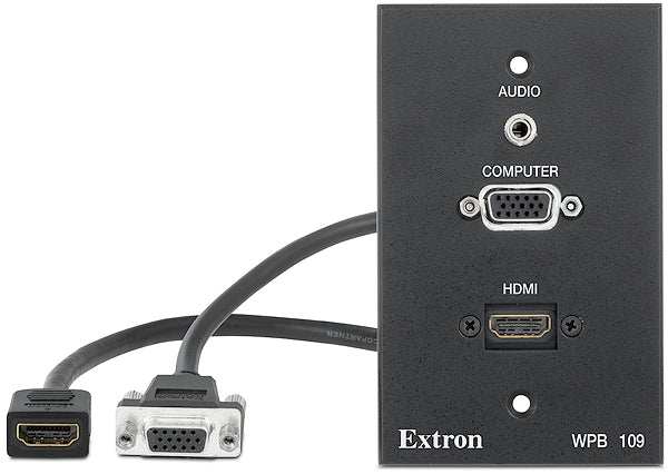 Extron WPB 109 One-Gang Wallplate for HDMI, VGA, and Stereo Audio Black mount boxes Extron