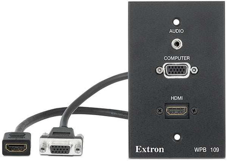 Extron WPB 109 One-Gang Wallplate for HDMI, VGA, and Stereo Audio Black mount boxes Extron