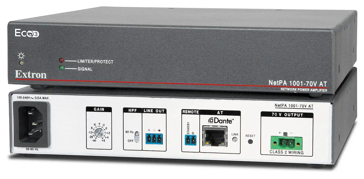 Extron NetPA 1001-1AT 100 W Network Power Amplifier - Dante/AES67 Audio Amplifiers Extron