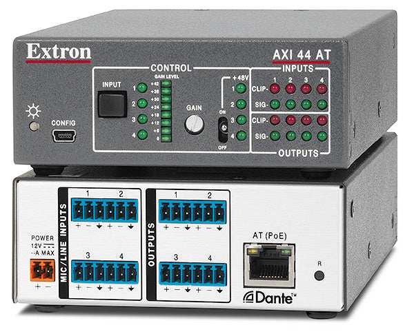 Extron AXI 44 AT Four-Channel Analog Audio Interface with Transformer Isolation 4 In, 4 Out Dante Audio Interface w/ DDM & AES67 Audio Signal Processing Extron