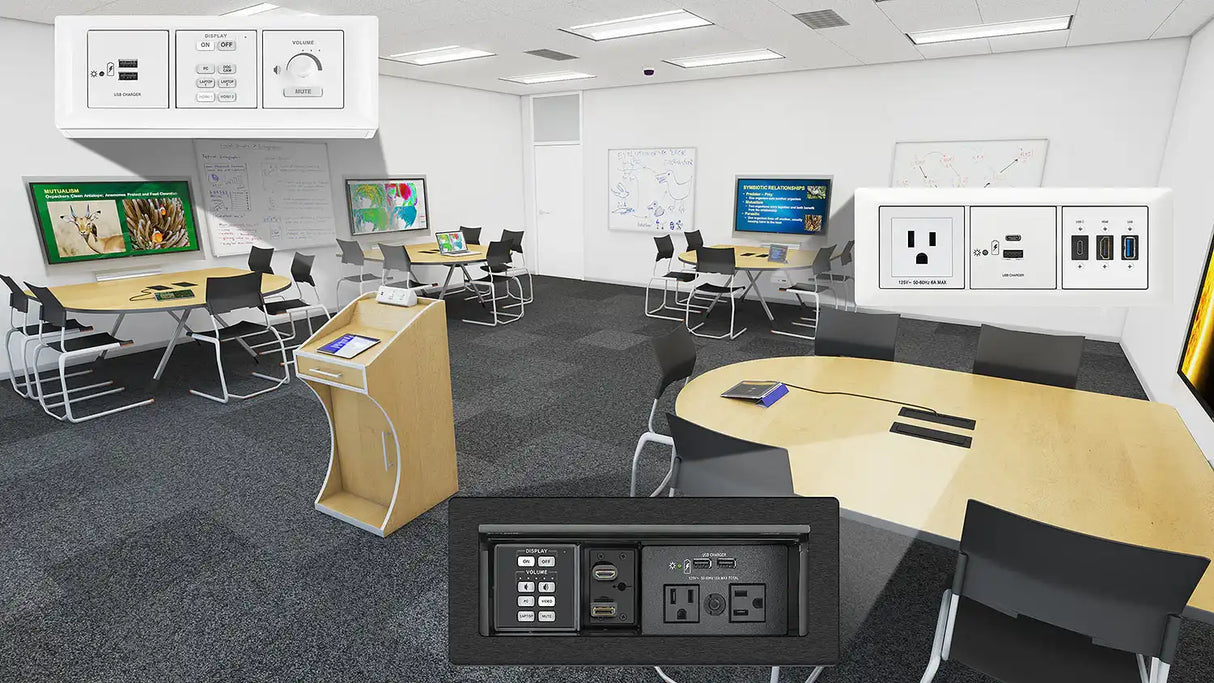 Extron Flex55 100 Series Pendant Mount Two USB Outlets, White Audio & Video Cables Extron