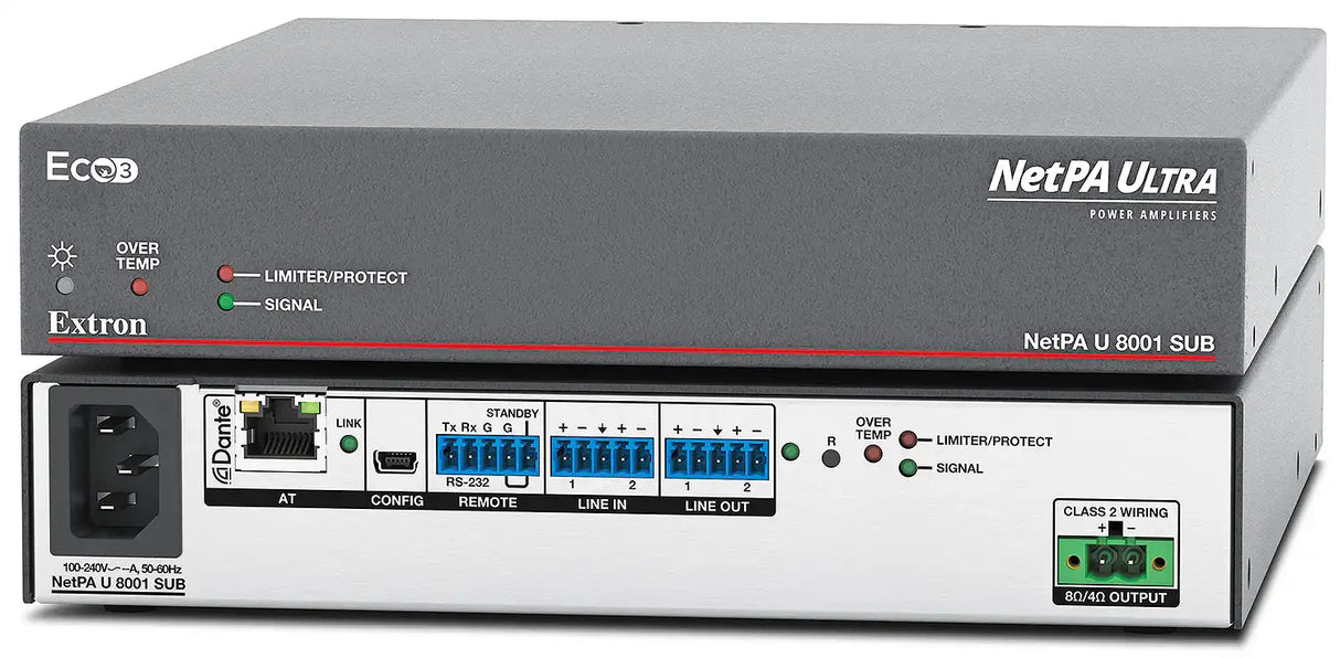 Extron NetPA U8001-1SUB 800 W Network Power Amplifier - Dante/AES67 Subwoofer Audio Amplifiers Extron