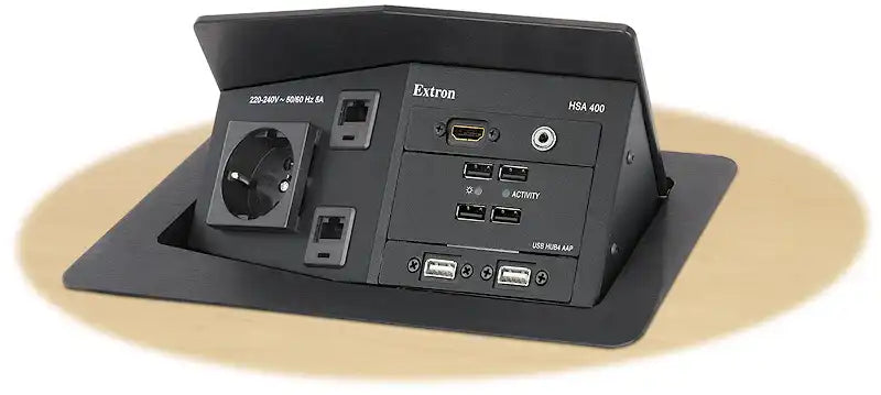 Extron Hideaway HSA 400 Series Surface Access Enclosure Multi-Region - Black Anodized Audio & Video Cables Extron