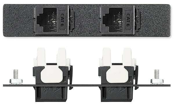 Extron AAP 2RJ45FPDBDL - Architectural Adapter Plate with Dual RJ-45 and Feed-Through Black Audio & Video Cables Extron