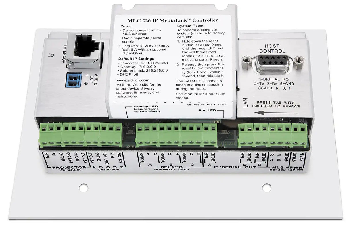 Extron MLC 226 IP Black and White Faceplates MediaLink Controllers control Extron