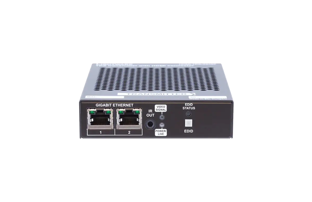 LightWare HDMI-TPX-TX107D Full 4K HDMI 2.0 TPX transmitter with RS-232, IR, Ethernet and PoE remote powering (PoE receive); supports 4K UHD @ 60Hz RGB 4:4:4, up to 18 Gbps, HDCP 2.2., Dante audio output.