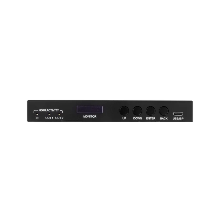 AVPro Edge 48Gbps HDMI scaling distribution amplifier with one input, dual outputs