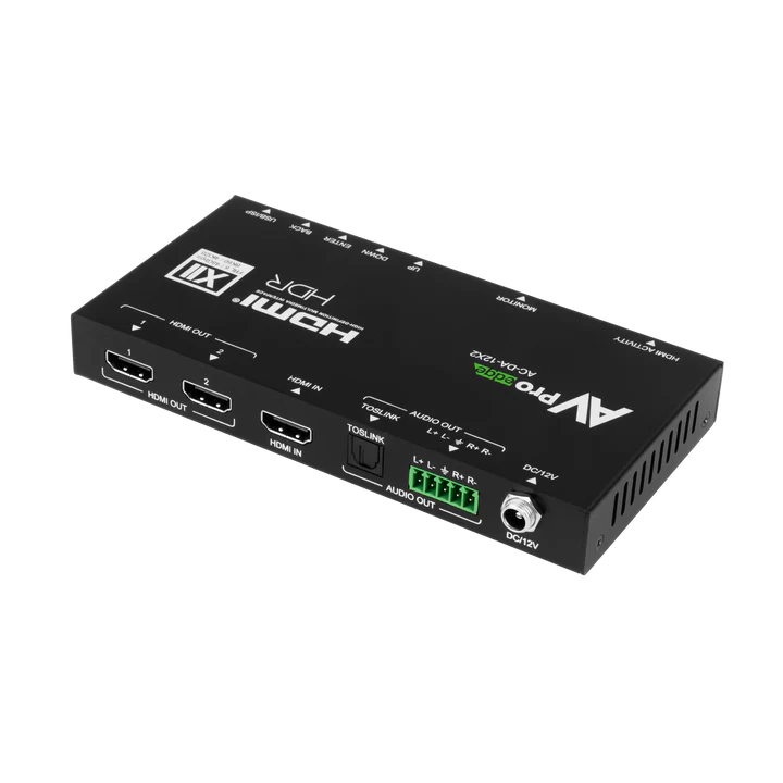 AVPro Edge 48Gbps HDMI scaling distribution amplifier with one input, dual outputs
