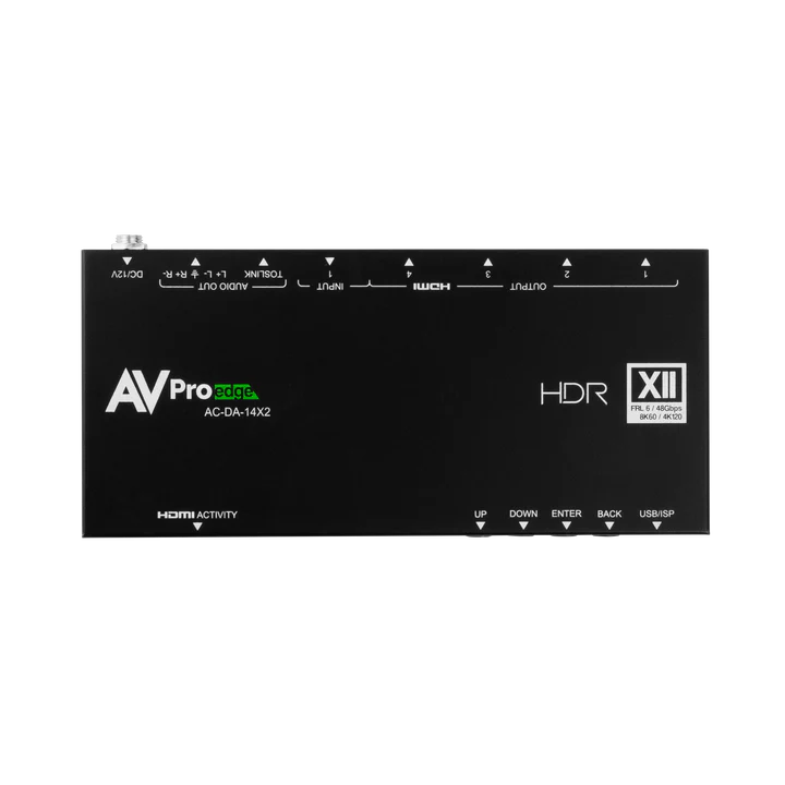 AVPro Edge 48Gbps HDMI scaling distribution amplifier with one input, and four outputs