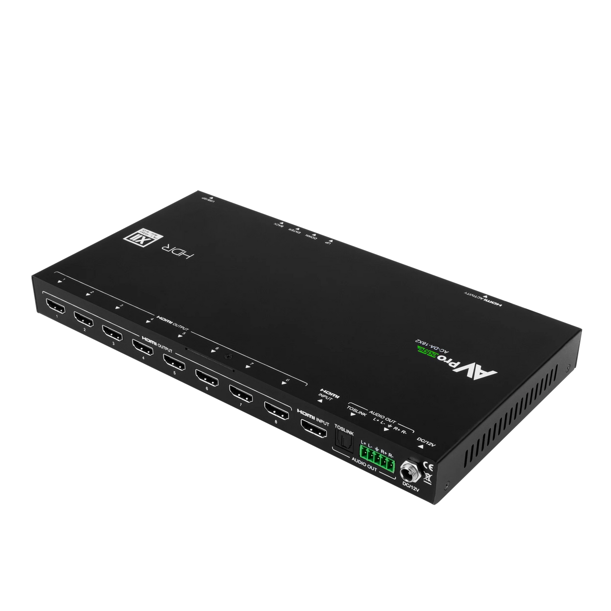 AVPro Edge 48Gbps HDMI scaling distribution amplifier with one input, and eight outputs