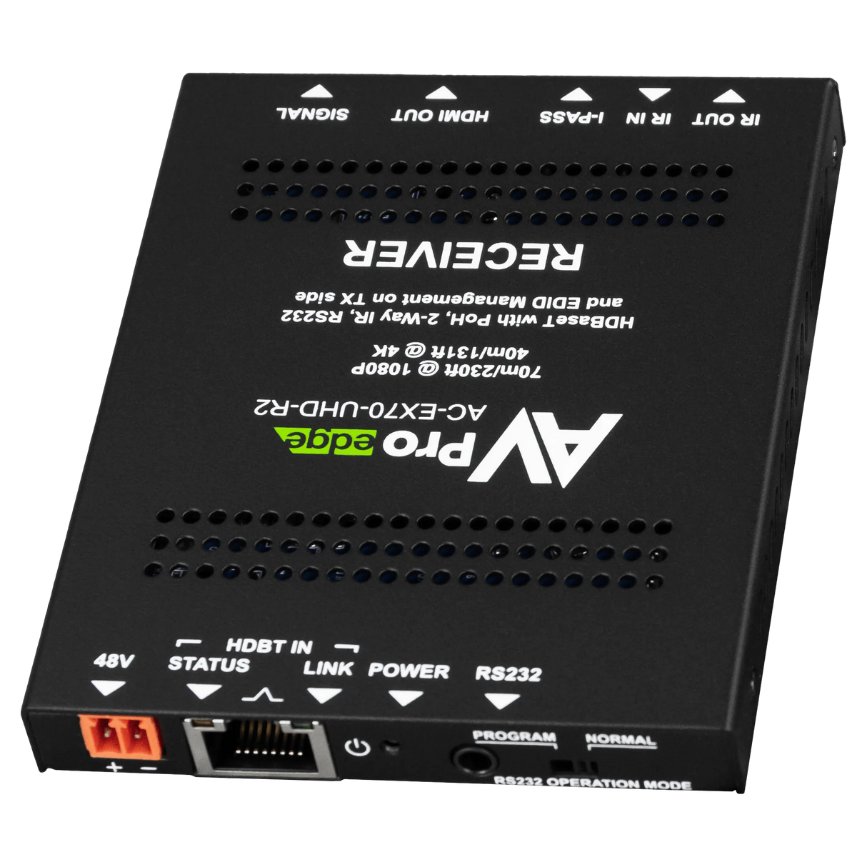 AVPro Edge HDBaseT (CAT6) RECEIVER ONLY 10.2G, 40m 4K (70m HD) Slim Extender with I-Pass, Bi-Directional Power, RS232, IR.