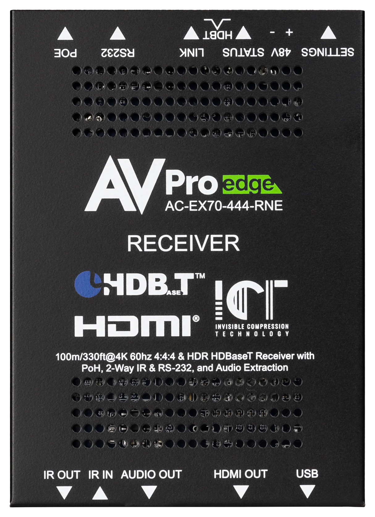 AVPro Edge HDBaseT (CAT6) RECEIVER ONLY 10.2G, 40m 4K (70m HD) Slim Extender with I-Pass, Bi-Directional Power, RS232, IR.