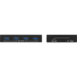 AVPro Edge 100-meter extension kit for USB 3.2 Gen 1 with a USB-C host and a four USB-A port hub connected via category cable