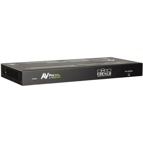 AVPro Edge 1x4 Video Wall Processor with balanced audio extraction and HDMI loop out for cascading or larger walls; 4K60 4:4:4 support; Universal Scaler