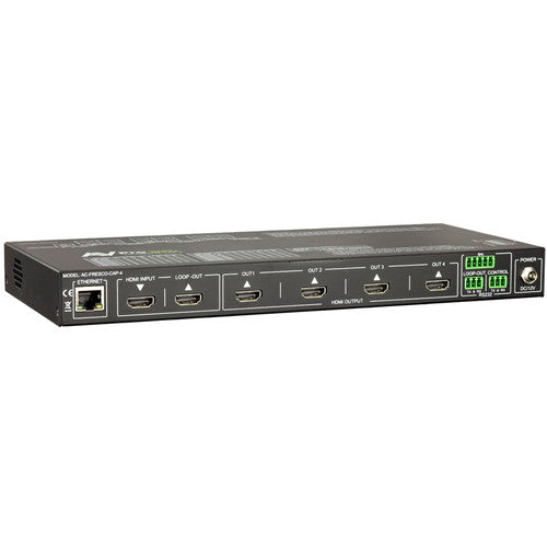 AVPro Edge 1x4 Video Wall Processor with balanced audio extraction and HDMI loop out for cascading or larger walls; 4K60 4:4:4 support; Universal Scaler