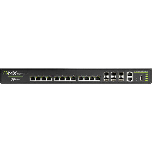 AVPro Edge 12X 10G Copper (PoE++)  Stackable Managed Switch with Six 10G/25G SFP28