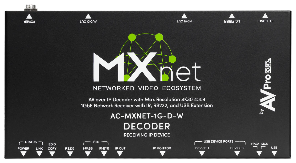 AVPro Edge MXnet Evolution II AV-over-IP Decoder with Dante encoding