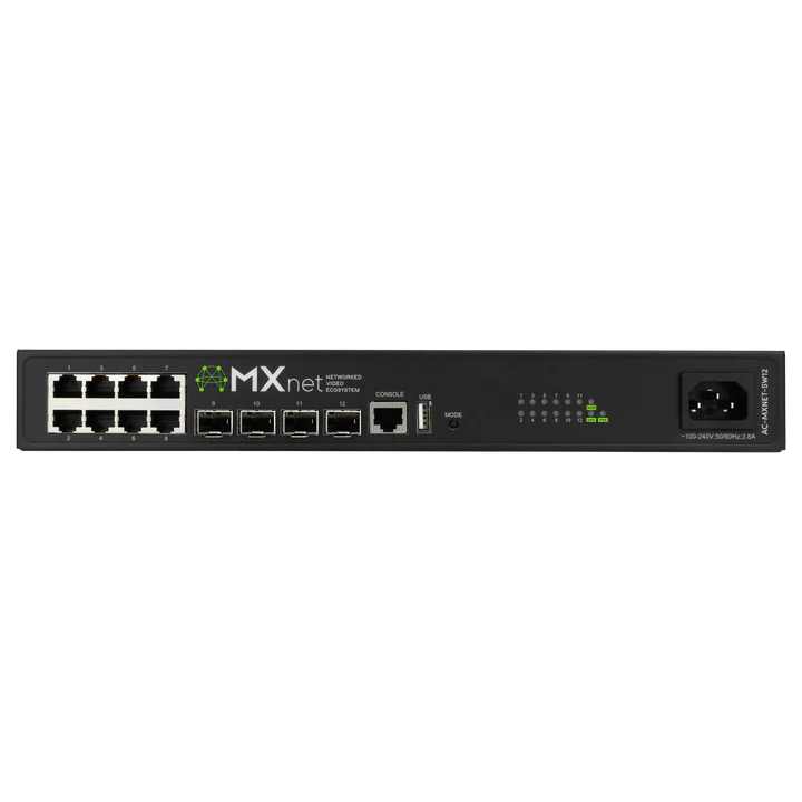 AVPro Edge 12 port network switch built as a part of the MXNET Ecosystem.