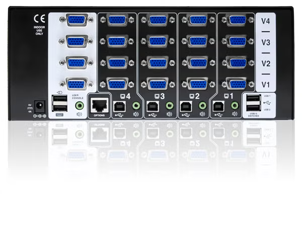 Adder AV4PRO-VGA-QUAD-US: 4-Port Quad VGA USB KVM Switch for Multi-Monitor Control