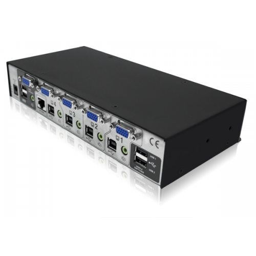 AdderView AV4PRO-VGA-IEC: 4-Port USB KVM Switch with Audio for High-Res VGA Sharing