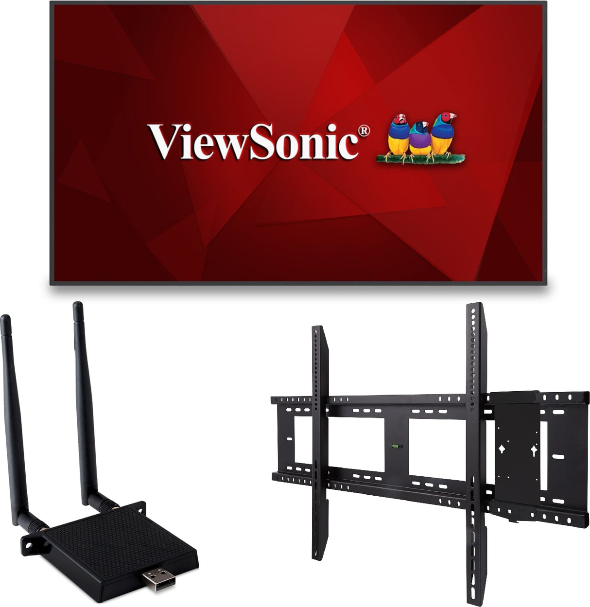 ViewSonic CDE5530-E1 55" 4K UHD Wireless Presentation Display Bundle with VB-WIFI-001 Wi-Fi 6 Module and WMK-077 Ultra-Slim Wall Mount (WMK-047-2 or WMK-050 options). Interactive Displays ViewSonic