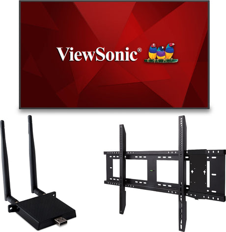 ViewSonic CDE5530-E1 55" 4K UHD Wireless Presentation Display Bundle with VB-WIFI-001 Wi-Fi 6 Module and WMK-077 Ultra-Slim Wall Mount (WMK-047-2 or WMK-050 options). Interactive Displays ViewSonic