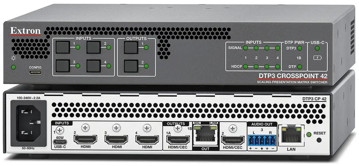 Extron DTP3 CrossPoint 42 USB - 4x2 Scaling Matrix Switcher with USB Data audio and video switches Extron