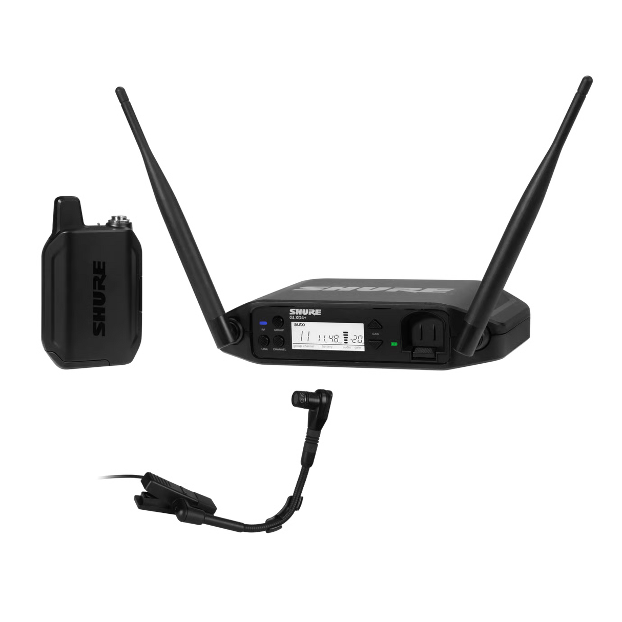 Shure GLXD14+/B98 Digital Wireless Instrument System with BETA 98H/C Microphone Z3 Band Microphones Shure