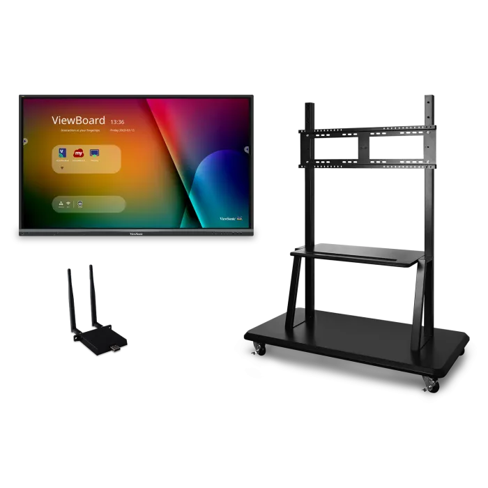 ViewSonic IFP5550-E2 55" 4K Interactive ViewBoard Bundle, 40-Point Multi-Touch, myViewBoard Suite, 40W Soundbar, 65W USB-C PD, WiFi Adapter with Rolling Mobile Trolley Cart Interactive Displays ViewSonic