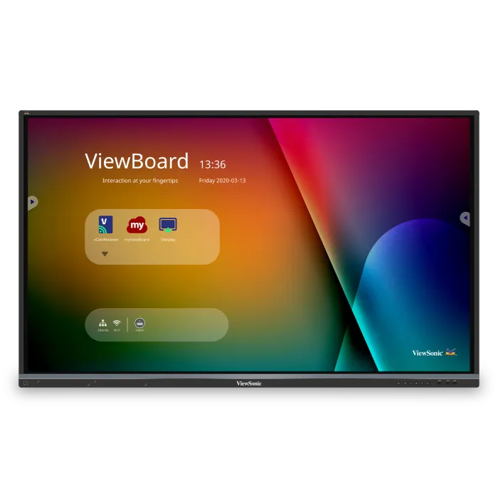 ViewSonic IFP5550-E2 55" 4K Interactive ViewBoard Bundle, 40-Point Multi-Touch, myViewBoard Suite, 40W Soundbar, 65W USB-C PD, WiFi Adapter with Rolling Mobile Trolley Cart Interactive Displays ViewSonic