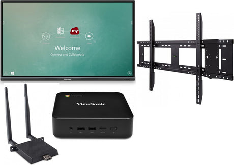 ViewSonic IFP8650-C1 86" 4K Interactive ViewBoard Bundle, 20-Point Multi-Touch, myViewBoard Suite, LB-WIFI-001 WiFi/Bluetooth Adapter, NMP660 Chromebox, WMK-047-2 Wall Mount for Education Interactive Displays ViewSonic
