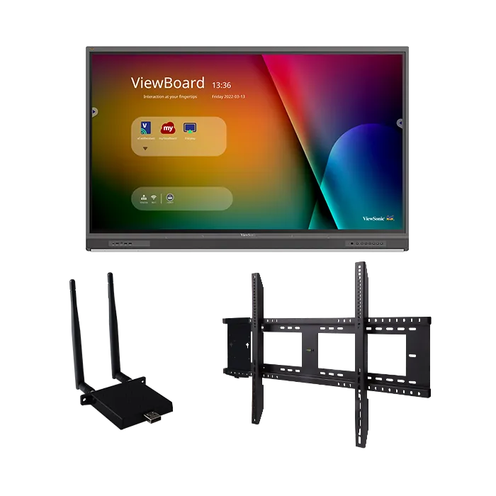 ViewSonic IFP8652-1C-E1 86" 4K Interactive ViewBoard Bundle, 33-Point Slim IR Touch, myViewBoard Suite, VB-WIFI-001 Adapter, WMK-047 Fixed Wall Mount with PC Bracket Interactive Displays ViewSonic