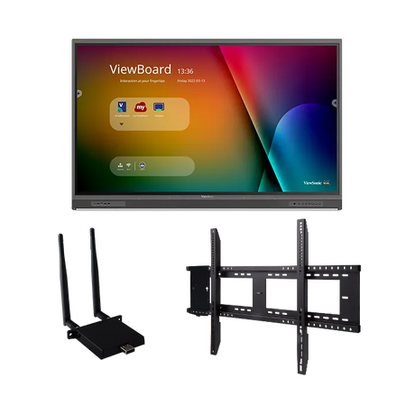 ViewSonic IFP8652-1C-E1 86" 4K Interactive ViewBoard Bundle, 33-Point Slim IR Touch, myViewBoard Suite, VB-WIFI-001 Adapter, WMK-047 Fixed Wall Mount with PC Bracket Interactive Displays ViewSonic