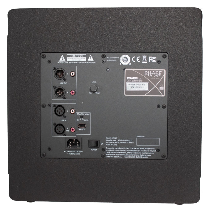 PhaseTech Power Lux PL-12s 12" Sealed DSP Subwoofer – Black Speakers SoundTube
