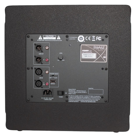 PhaseTech Power Lux PL-12s 12" Sealed DSP Subwoofer – Black Speakers SoundTube