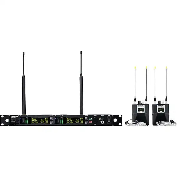 Shure PSM1000 Personal Monitor System with Dual Transmitter, Two Diversity Bodypack Receivers, and Two SE425 Earphones – Band G10 (470–542 MHz) Microphones Shure