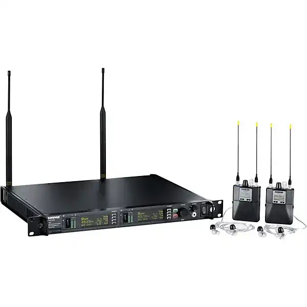 Shure PSM1000 Personal Monitor System with Dual Transmitter, Two Diversity Bodypack Receivers, and Two SE425 Earphones – Band G10 (470–542 MHz) Microphones Shure