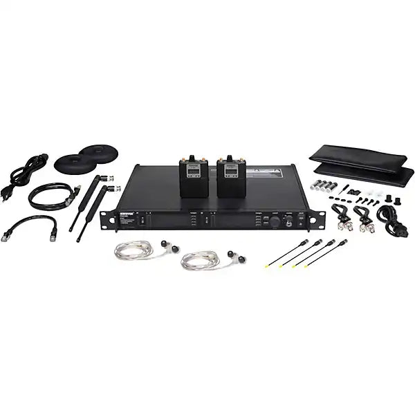 Shure PSM1000 Personal Monitor System with Dual Transmitter, Two Diversity Bodypack Receivers, and Two SE425 Earphones – Band G10 (470–542 MHz) Microphones Shure