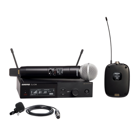 Shure SLXD124+/85M-G57 Digital Wireless Combo System with SM58 Handheld and WL185m Lavalier Microphones Microphones Shure