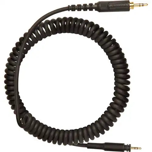 Shure SRH-CABLE-COILED Coiled Headphone Cable - Professional 3.5mm Bayonet Replacement Cable for SRH Series Studio Headphones with Coiled Design Microphones Shure