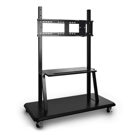 ViewSonic VB-STND-001 Mobile Trolley Cart, Black, Manual Height Adjustment up to 45.37", 360° Swivel, VESA 400x200 to 900x600mm, 15 lb Tray, ADA Compliant for 55"-86" Displays up to 265lbs TV & Monitor Mounts ViewSonic