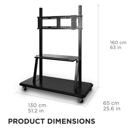 ViewSonic VB-STND-001 Mobile Trolley Cart, Black, Manual Height Adjustment up to 45.37", 360° Swivel, VESA 400x200 to 900x600mm, 15 lb Tray, ADA Compliant for 55"-86" Displays up to 265lbs TV & Monitor Mounts ViewSonic