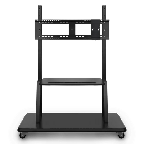 ViewSonic VB-STND-001 Mobile Trolley Cart, Black, Manual Height Adjustment up to 45.37", 360° Swivel, VESA 400x200 to 900x600mm, 15 lb Tray, ADA Compliant for 55"-86" Displays up to 265lbs TV & Monitor Mounts ViewSonic