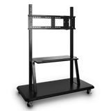 ViewSonic VB-STND-001 Mobile Trolley Cart, Black, Manual Height Adjustment up to 45.37", 360° Swivel, VESA 400x200 to 900x600mm, 15 lb Tray, ADA Compliant for 55"-86" Displays up to 265lbs TV & Monitor Mounts ViewSonic