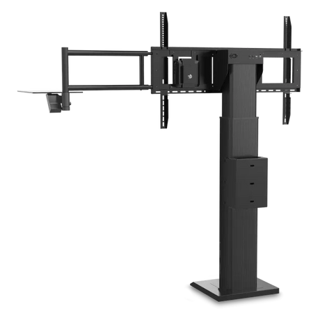 ViewSonic VB-STND-004 Motorized Fixed Floor Stand, Black, 22" Smooth Lift, ADA Compliant, VESA 400x400 to 800x600mm, Swing-Arm Tray for 55"-86" Displays up to 220lbs TV & Monitor Mounts ViewSonic