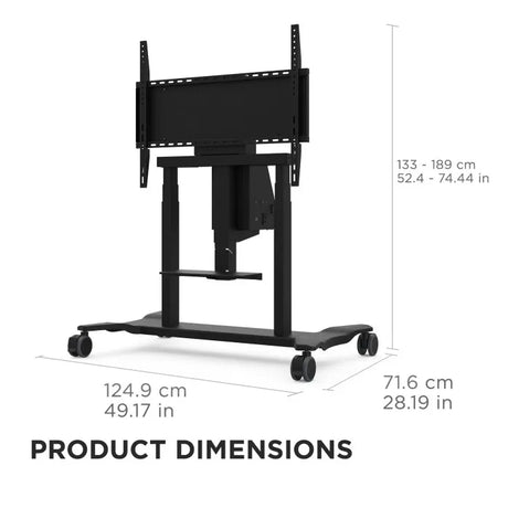 ViewSonic VB-STND-007 Electric Height Adjustable Mobile Cart, Black, 22" Motorized Lift, 360° Swivel, VESA 400x200 to 800x600mm, 15 lb Laptop Tray for 55"-86" Displays up to 165lbs TV & Monitor Mounts ViewSonic