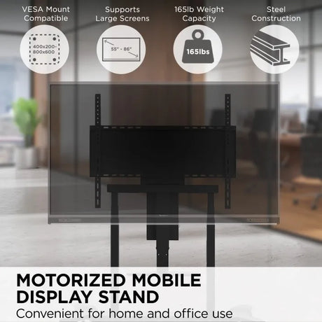 ViewSonic VB-STND-007 Electric Height Adjustable Mobile Cart, Black, 22" Motorized Lift, 360° Swivel, VESA 400x200 to 800x600mm, 15 lb Laptop Tray for 55"-86" Displays up to 165lbs TV & Monitor Mounts ViewSonic