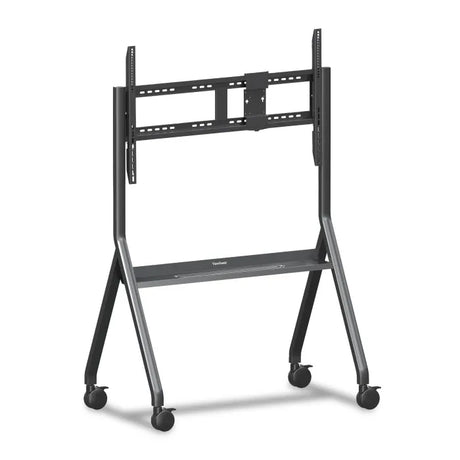 ViewSonic VB-STND-009 Slim Mobile Cart Stand, Grey, Manual Height Adjustment, 400x400 to 1000x600mm VESA, 4" 360° Lockable Casters for 55"-105" Displays up to 265lbs TV & Monitor Mounts ViewSonic
