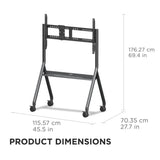 ViewSonic VB-STND-009 Slim Mobile Cart Stand, Grey, Manual Height Adjustment, 400x400 to 1000x600mm VESA, 4" 360° Lockable Casters for 55"-105" Displays up to 265lbs TV & Monitor Mounts ViewSonic